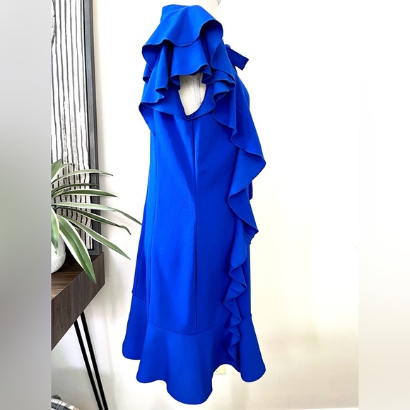 Blue Ruffle Front Dress - Picture 5 of 9